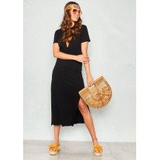 Alex Black V Jersey Midi Dress M / L